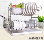 2 Tier Easy Install Kitchen Storage Racks / Cutting Board Holder With Removable Drain Board